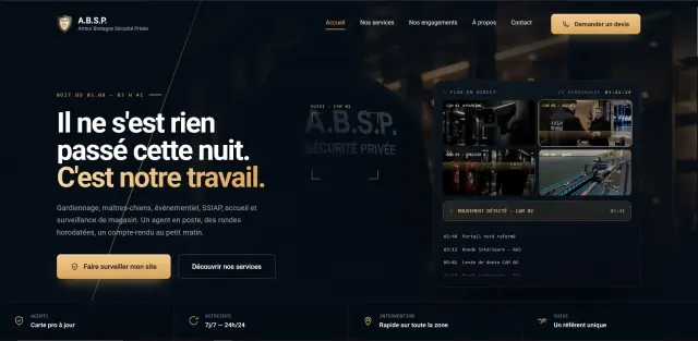 Site internet d'Armor Bretagne Sécurité Privée