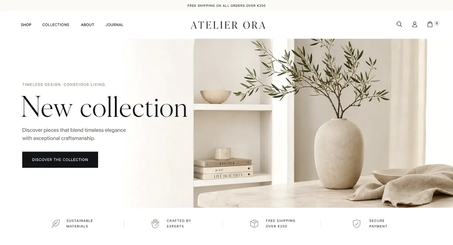 Concept de site e-commerce premium sur mesure